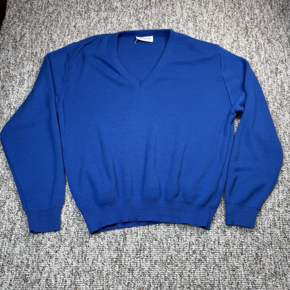 Vintage Jantzen Sweater Mens XL Grandpa Knit Blue Made in USA